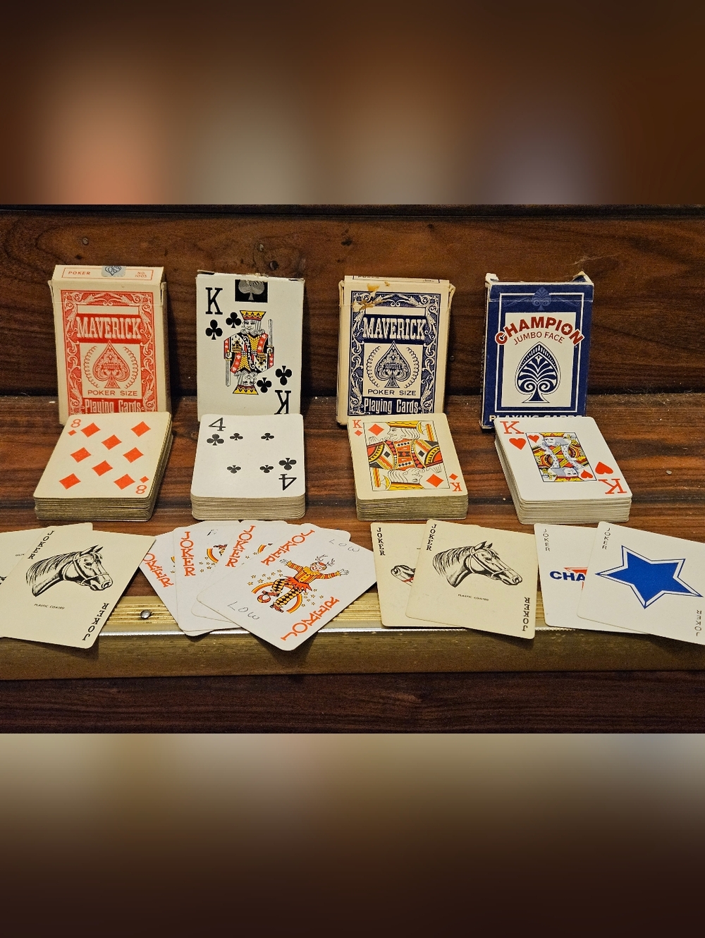 Vintage Playing Cards Lot Champion Maverick Poker 4Decks, Verified Complete